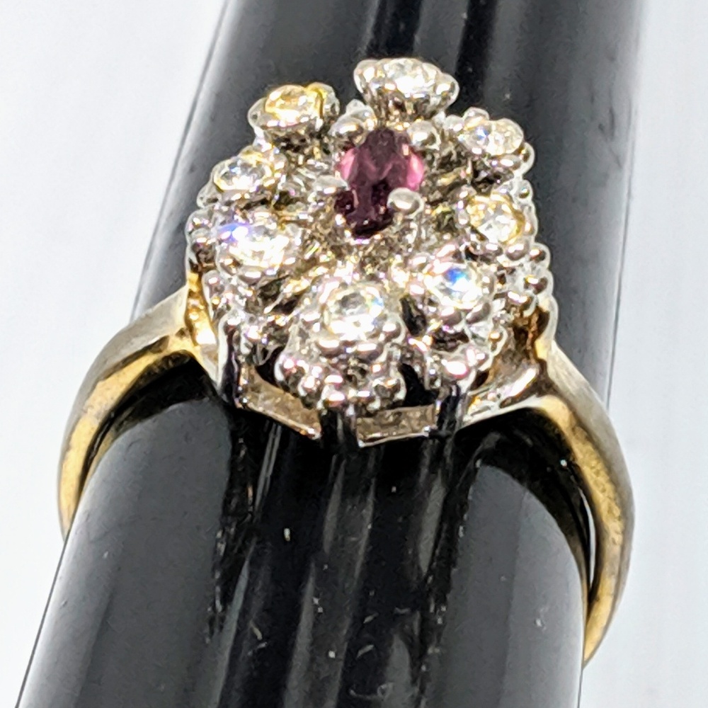 Multi Stone Clear & Purple Rhinestone Ring Size 8